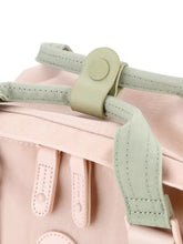 Himawari contrast waterproof canvas backpack in light pink with sage green straps