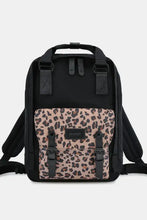 Himawari contrast waterproof nylon backpack with leopard print and cell phone pocket