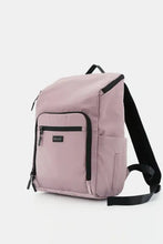 Himawari nylon waterproof backpack in light pink with black accents and zippers
