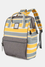Himawari striped waterproof nylon backpack in gray, yellow, white