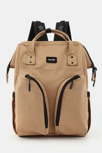 Himawari waterproof backpack in beige canvas with multilayer pockets for organization