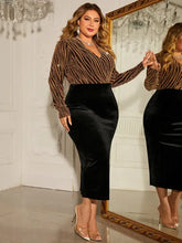 Honey Plus Size Surplice Neck Long Sleeve Slit Dress Cocktail Dress