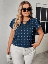 Honey Plus Size Swiss Dot V-Neck Flutter Sleeve Tee Woman T Shirts