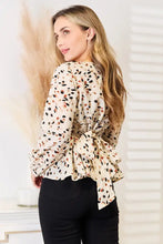 Honey Printed Tied Plunge Peplum Blouse Woman Blouses