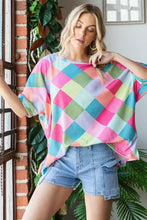 HOPELY Color Block Waffle Oversized T-Shirt Woman T Shirts