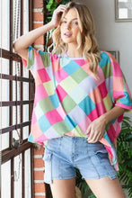 Hopely color block waffle oversized t-shirt in geometric pattern