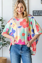 HOPELY Floral Waffle Oversize T-Shirt Woman T Shirts
