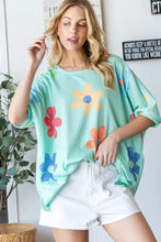 HOPELY Floral Waffle Oversize T-Shirt Woman T Shirts