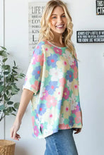 Hopely floral waffle oversized T-shirt with short-sleeved floral print