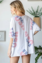 White HOPELY bold letter graphic round neck T-shirt with distressed American flag