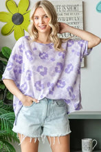 Light purple and white Hopely print waffle oversized T-shirt