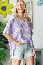Hopely print waffle oversized T-shirt in light purple and white leopard print