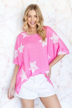 HOPELY Star Pattern Oversized Waffle T-Shirt Woman T Shirts