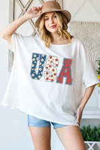 Hopely USA Round Neck Half Sleeve T-Shirt with white oversized USA floral graphic
