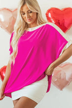 Hot Pink and White Colorblock Top for Women