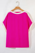 Hot Pink and White Colorblock Top for Women Woman T Shirts