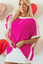 Hot Pink and White Colorblock Top for Women