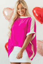 Hot Pink and White Colorblock Top for Women Woman T Shirts