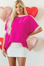 Hot Pink and White Colorblock Top for Women Woman T Shirts