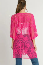 Hot Pink Floral Lace Kimono Cover-Up for Women Woman Outerwear