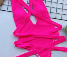 Hot Pink Halter Neck One Piece Swimsuit Swimwear