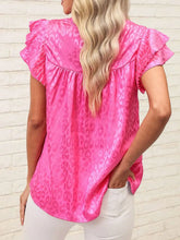 Hot Pink Leopard Print Ruffle Blouse for Women