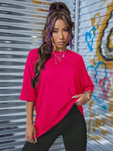 Hot pink Los Angeles round neck dropped shoulder oversized t-shirt