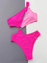 Pink One-Shoulder Ring Detail Swimsuit Swimwear