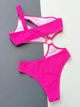 Pink One-Shoulder Ring Detail Swimsuit Swimwear