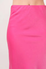 Hot Pink Solid Satin Midi Skirt for Women