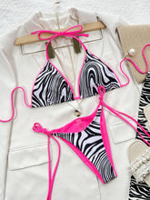 Hot Pink Zebra Print Bikini with Removable Padding and Adjustable Cup Height