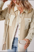 Houndstooth Button Up Long Sleeve Jacket Woman Outerwear