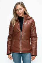 How Dare U Pocketed Zip Up Puffer Jacket with Removable Hood Brandy Woman Outerwear