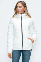 How Dare U Pocketed Zip Up Puffer Jacket with Removable Hood Woman Outerwear