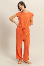 HYFVE keyhole round neck cap sleeve orange sleeveless jumpsuit back