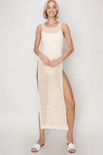 HYFVE crochet backless cream sleeveless maxi dress with slits