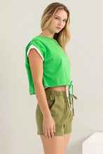 Hyfve drawstring hem crop top with relaxed fit olive green shorts