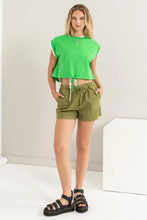 Hyfve drawstring hem crop top with olive relaxed fit shorts set