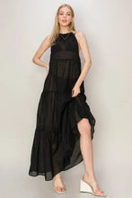 HYFVE Halter Neck Cover Up Maxi Dress in black sheer tiered style