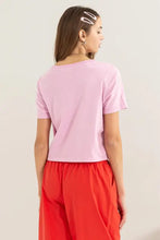 HYFVE round neck cropped t-shirt in light pink with short sleeves