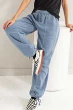 HYFVE stitched design drawstring sweatpants in light blue with white stitching