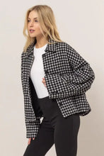 HYFVE Tweed Plaid Button Up Collared Neck Jacket Woman Outerwear