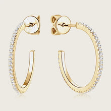 Inlaid moissanite 18k gold-plated sterling silver C-hoop earrings with diamonds