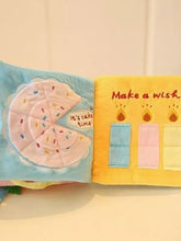 Interactive crinkle book pet sound toy with pink cake, sprinkles, felt candles