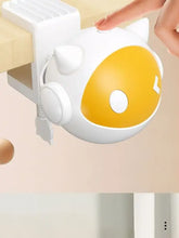 Interactive hanging cat teaser toy clamp in white yellow cat shape
