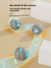 Interaktiver LED-Soundball mit Federwedel: grau-blaue, blau leuchtende robotische Kugeln