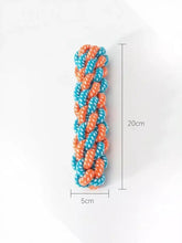 Interactive rope knot cotton rope toy, 20cm braided orange teal