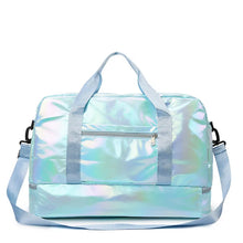Iridescent Large Polyester Travel Duffel Bag in Blue and Green Tones Pastel Blue One Size