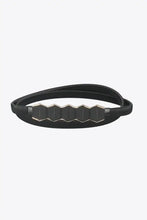 Pulseira de couro preto com fecho hexagonal prateado do Conjunto Iron Skinny Belt