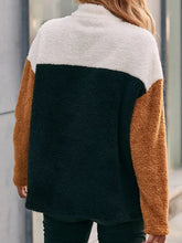 Ivy Lane color block quarter zip drop shoulder fuzzy sweatshirt